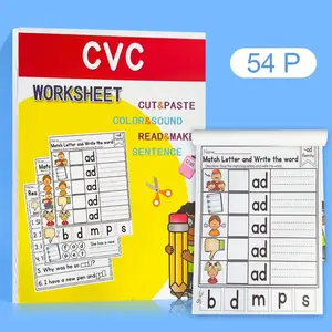 Children Interactive Cvc Word Reading Practice Book, Vowel & Consonant Pairing, Fill-In-The-Blank, Word Building, Early Reading Skills, Classroom Supplies, Teaching Supplies