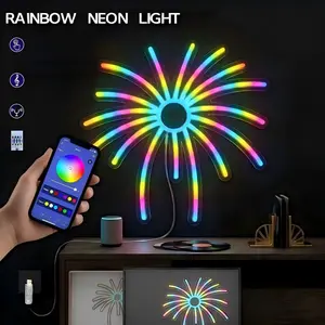 1PC  Fireworks Neon Light RGB LED Wall Lamp with Remote APP Control Music Mode Bedroom Gaming Room Party Decor Neon Led Strip