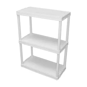 Gracious Living 3 Shelf Fixed Height Solid Light Duty Resin Storage Unit, White Household Organiser
