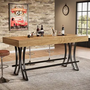 Tribesigns 63" Counter Height Tall Dining Table With Footrest, Perfect For Home Bars And Kitchen, Industrial Design Tribesigns 63" Counter Height Tall Dining Table With Footrest, Perfect For Home Bars And Kitchen, Industrial Design