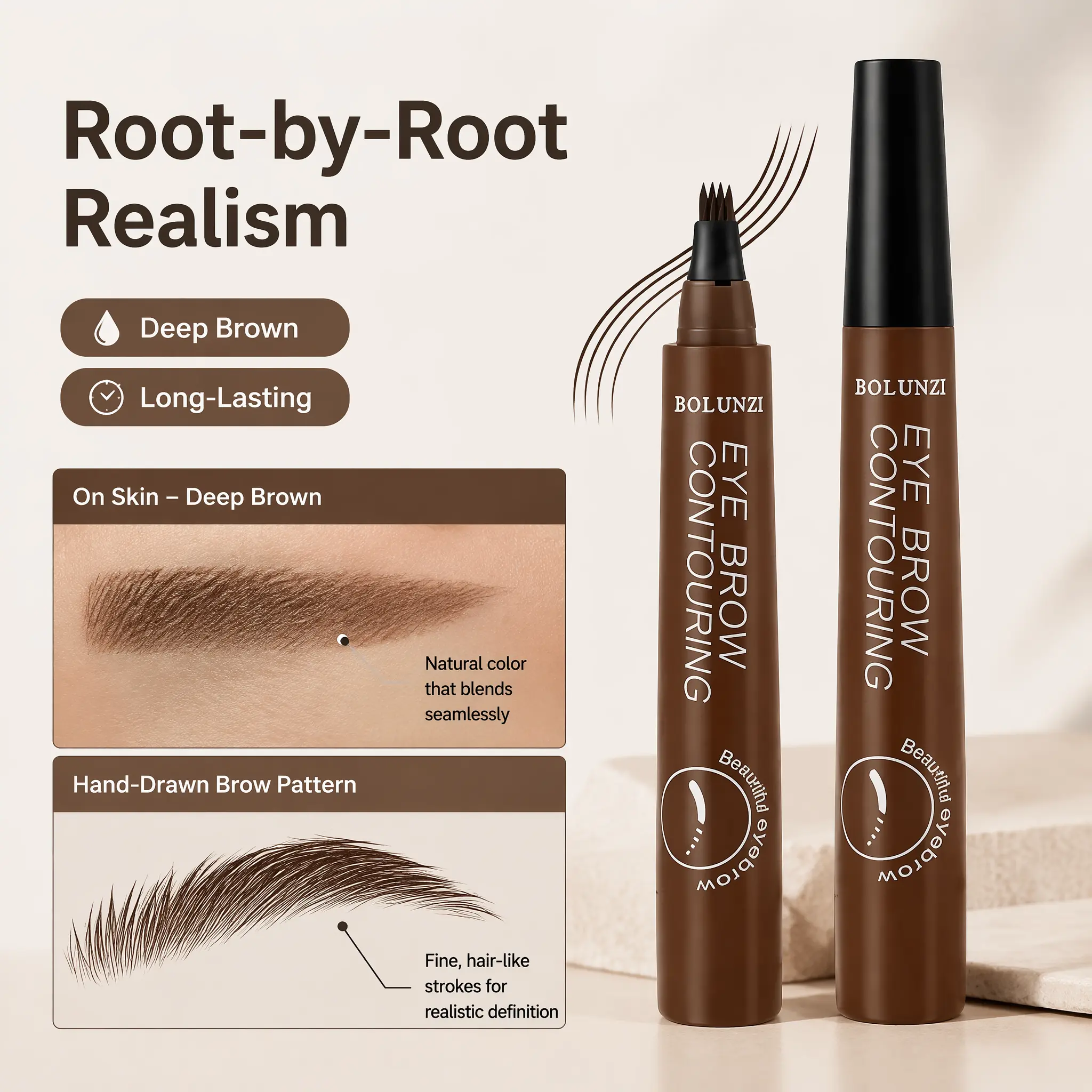 Microblading Liquid Eyebrow Pen 4 Split Tip Waterproof Sweatproof Long Lasting Eyebrow Tattoo Pen Natural Wild Eyebrow Makeup