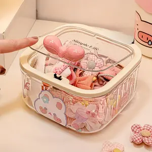 Transparent Acrylic Hair Accessory Organizer Box, Waterproof Multi-Layer Storage for Headbands Bows Cotton Swabs Pins, Desktop Large Capacity Holder, Clear Organizer