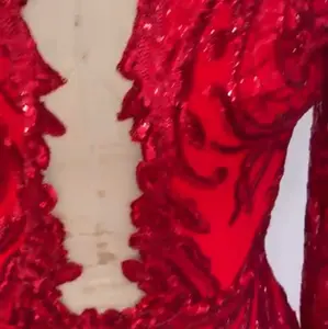 Red custom made prom dress Elegant Slim-fitting Floral