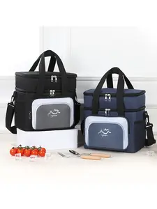 Outdoor picnic bag, large double-layer lunch bag, crossbody insulated bag, popular lunch bag for office workers, Durable Lunch Bag
