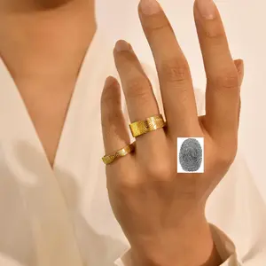 Custom Engraved Fingerprint Ring, Fingerprint Band, Dog Nose Print Ring, Promise Ring, Memorial Jewelry, Christmas Gift For Her,Couples Ring