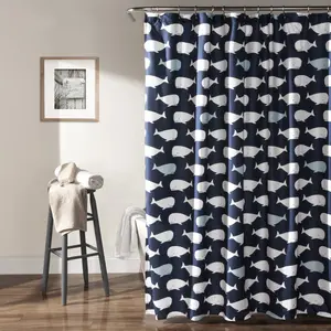 Lush Decor Whale Shower Curtain - Ideal for Bath and Shower Cleaning