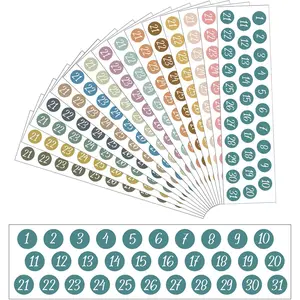 15 Sheets Planner Number Stickers Calendar Date Small Numbers Stickers for Daily Planners Colorful Calendar for Date in Rainbow Colors Journals( Color)