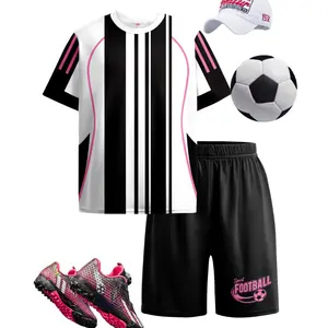 Kids Soccer Jersey Athletic Sports Shirt with Short Set 2026 World Cup Breathable Light Weight School Training Uniform Girls Boys Outfit Mystery Kids Clothing