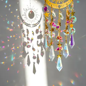 Moon & Flame Design Hanging Decor, Artificial Crystal Pendant, Hanging Ornaments for Outdoor Garden Party Window Decoration, Home Decor, Hangable