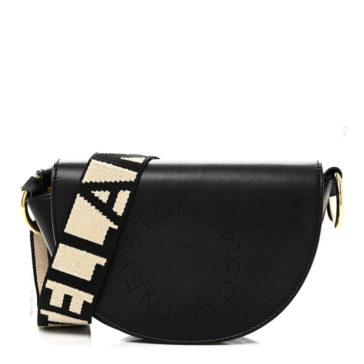 Pre-owned Stella McCartney Faux Leather Shoulder Bags Eco Soft Alter Nappa Perforated Logo Mini Marlee Black