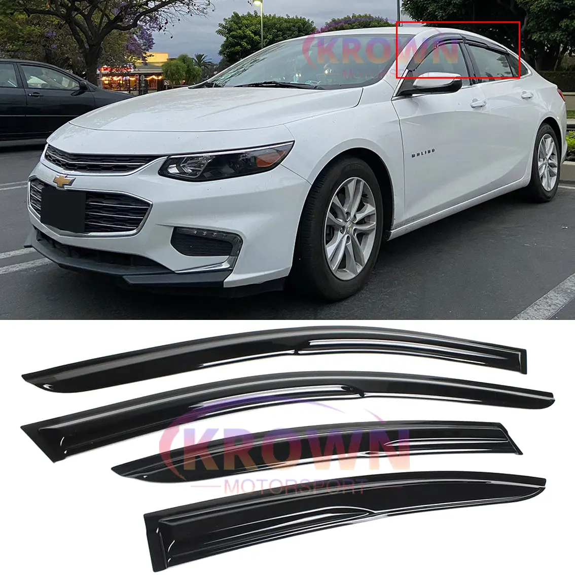 FOR 2016-2025 CHEVROLET MALIBU 3D WAVY MUGEN STYLE WINDOW VISOR VENT RAIN GUARD