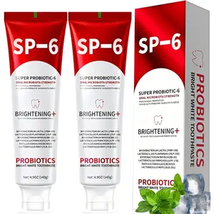 Sp-6 Probiotics Whitening Toothpaste, Sp-6 Ultra Whitening Toothpaste, Enhanced Formula with Enamel-Safe, Fluoride-Free, Fresh Breath Mint Flavor for Oral Health (2)