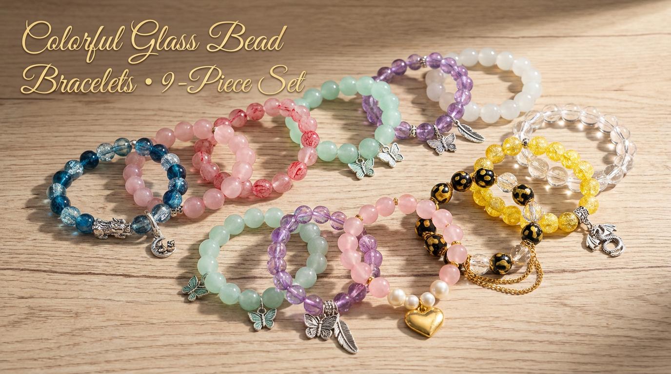 Bohemian/Minimalist Glass Bead Bracelets 9-Pack Bundle - Simple Colorful Stackable Wrist Accessories 7" for Women Girls Teens - Eco-Friendly Cute Fashion Bands for Daily Wear Office Party Gifts Birthday & Friendship Bohemian/Minimalist Glass Bead Bracelets 9-Pack Bundle - Simple Colorful Stackable Wrist Accessories 7" for Women Girls Teens - Eco-Friendly Cute Fashion Bands for Daily Wear Office Party Gifts Birthday & Friendship