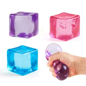 3Pcs Stress Cube Squishy Toys, Slow Rising Ice Cube Stress Balls, Sensory Fidget Toys for Anxiety Relief, Sensory Ice Nee Cube Gel Filled Squishy Ball Toys for ADD/ADHD Kids Adults(Blue, Green, Pink)