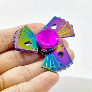 Durable Stainless Steel Fidget Spinner Toy, Mixed Color Design with Heart & Shovel, Compact Focus and Relaxation, Party Gift, Adult Present