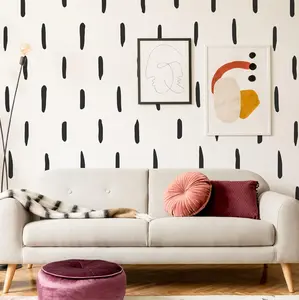 Black Thick Irregular Line Vinyl Abstract Wall Decals, Peel and Stick Modern Boho Stickers, 120 Upright Stripes for   Bedroom Living Room Farmhouse Decor