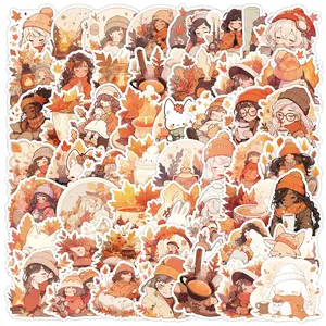 Autumn Leaf Series Sticker, 50pcs/set Waterproof Decorative Sticker, DIY Creative Sticker for Phone Case, Laptop, Notebook, Helmet, Skateboard