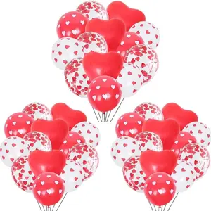 62-Piece Valentine's Day Heart Print Latex Balloons Set, Romantic Festival Decor, Wedding, Birthday Party, Coffee Shop Decoration