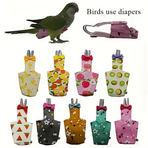 [Cute Bird Diapers] 2pcs Reusable Washable Bird Diapers | Soft Inner Layer, Adjustable Bow Ties, Cute Fruit, Polka Dot & Geometric Patterns - S Size for 0. 044-0. 01lb Birds (Cockatiels, Lovebirds, Budgies) & M Size for 0. 22-0. 44lb Birds (Parakeets, Afr