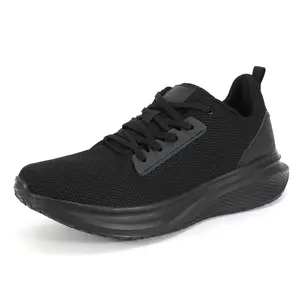 JointlyCreating All Black Knit Running Shoes for Men Lightweight Breathable Athletic Sneakers with Cushioned Sole Casual Sport Comfort Shoes