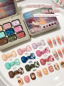 MORDDA Morandi Nine-Grid Oil Painting Nail Gel - Soft Muted Tones Set For Women's Salon DIY Nail Art LED Curing Highly Pigmented Long-Lasting Glossy Finish