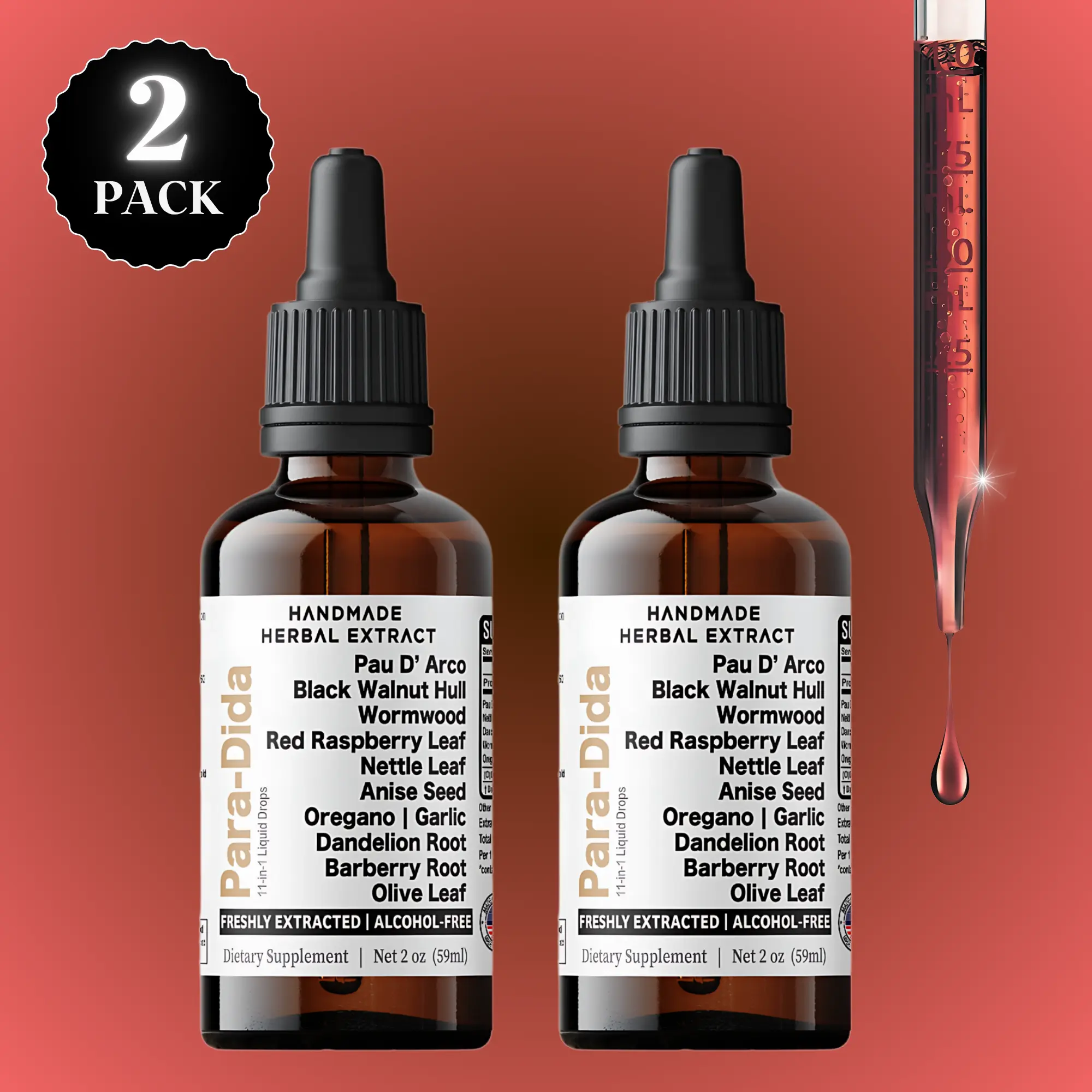2 Pack: Para Dida Detox Wormwood + Black Walnut Hull Herbal Liquid | Digestive & Colon Support Supplement | with Black Walnut Hulls |