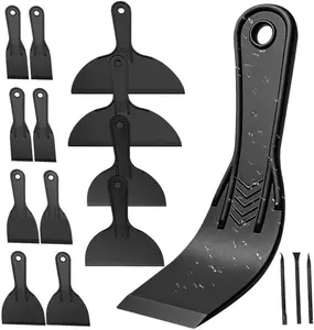 15 Pack Plastic Putty Knife Set - 12 Flexible Plastic Paint Scraper Tool and 3 Detail Scraper Tool for Spackling, Repairing Drywall, Removing Wallpaper, Applying Mud or Plaster