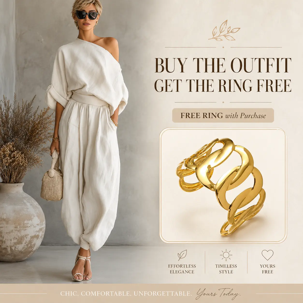 2026 Autumn New Loose Wide Leg Casual Top And Lantern Pants Cotton Linen Set In Off White Comfortable Breathable Two Piece Outfit For Daily Wear Leisure Travel
