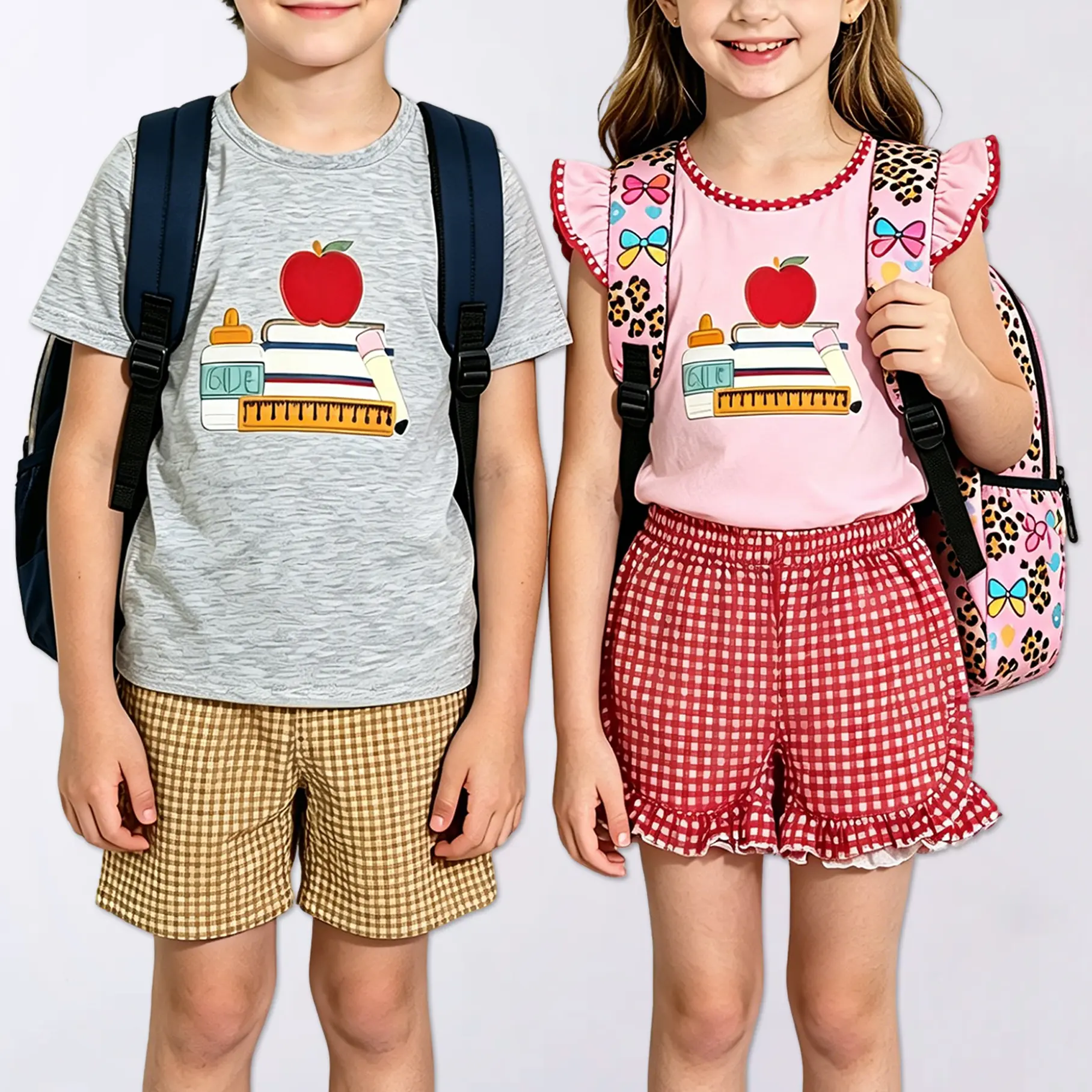 Back to School Matching Sibling Set Brother Sister Twin Boy Girl Daily School Summer Wear