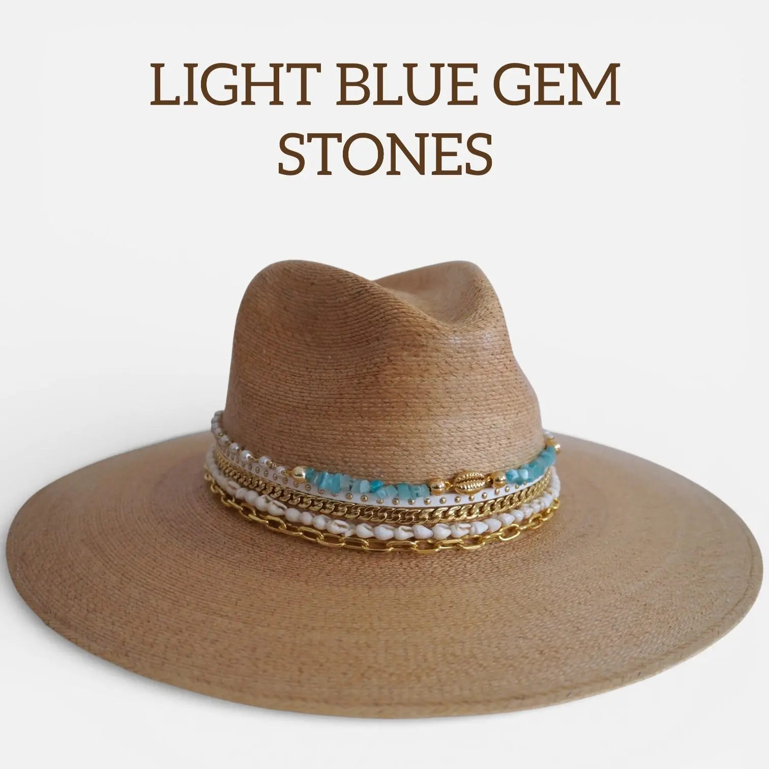 Wide Brim Palm Hat Elegant beach hat with Shells Beach Resort Wear Summer Vacation Resort wear Hat