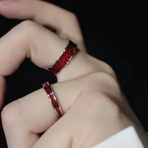 FASHION - Y2K Red Drip Oil Adjustable Ring Women Men Irregular Geometry Punk Vintage Rings Set for Couple Girls Fashion Jewelry Gifts