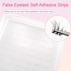Self-Adhesive Eyelash Strips, False Lashes Glue Strip No Glue Needed Transparent Waterproof 6mm Long Reusable, 144 Pcs Clear