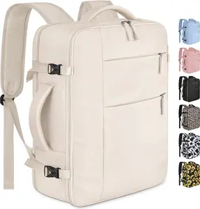 Travel Backpack for Women Men Waterproof Laptop Backpack Airlines Approved Carry On Backpack Bag Computer Bookbag for Biness, Work, Traveling Fits 15.6 Inch Laptop(Beige)