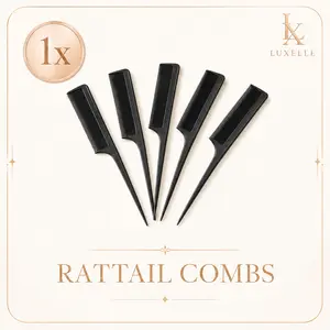 1 Pack Rat Tail Combs for Women Fine Tooth Comb Parting Tip Carbon Fiber Root Teasing Anti Static Heat Resistant