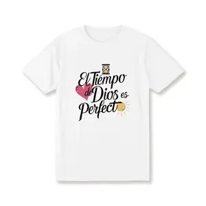 Soft& Comfy Teediy Women'S T-Shirt- "El Tiempo de Dios es Perfecto" Timer Heart Design, Quick-Dry Polyester, Casual Round Neck Short Sleeve with Multicolor Ink Options190g