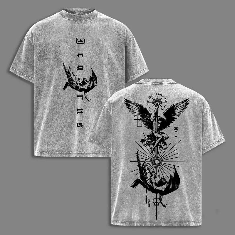 Icarus Pump Cover Men Streetwear Oversized Tee, Gothic Angel Graphic Shirt, Vintage Mythcore Top, Aesthetic Clothes ,Scales of Justice , Jesus Tees, Christian Merch,Outfit Church