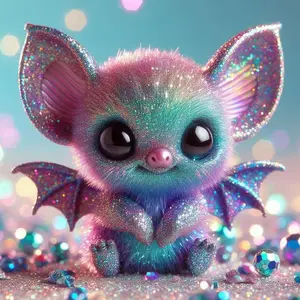 5D Diamond Arts Colorful Painting Kit, 1 Set Cute Bat Design Diamond Arts Colorful Painting with Tools, DIY Decorative Art Picture for Beginner