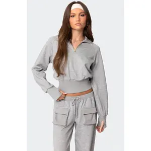 Edikted Women's Bailey French Terry Quarter Zip Top