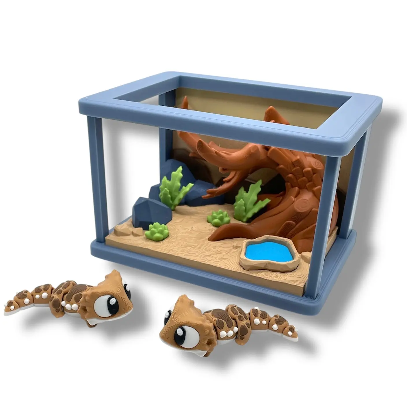 Adorable Mini Reptile Cage with Bearded Dragon - 3D Printed Decor Adorable Mini Reptile Cage with Bearded Dragon - 3D Printed Decor