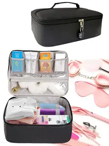 Lockable Privacy Storage Bag, PU Toy Organizer with Password Lock, Multiple Pockets and Elastic Straps, Stable and Beautiful Design, Travel Organization Pouch