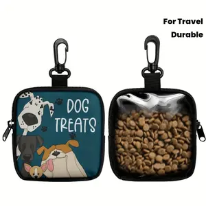 1pcs Dog Training Snack Bag with Zipper Closure, Portable Polyester Pet Treat Pouch, Outdoor Activities and Walks, Colorful Design, Transparent Side