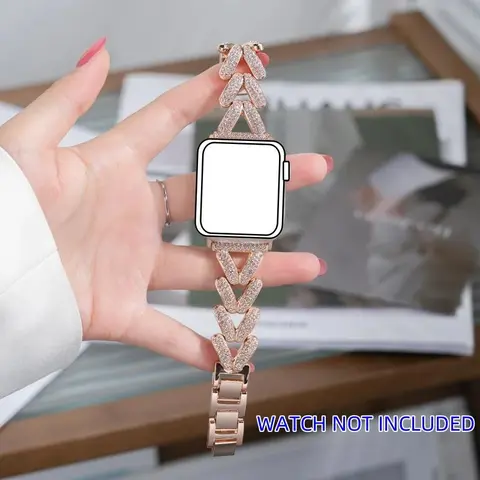 Fashionable Watch Band for Apple Watch, Rhinestone Decor Watch Band for Women, Watch Band for iWatch Series 10 9 8 7 6 5 Ultra SE, Smart Watch Straps, Stylish Smartwatch Accessories (Band Only)