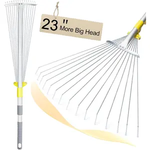 Adjustable Rakes for Leaves, Large Garden Leaf Rake for Lawns Grass with 7-23" Expandable , Yard Collapsible Rake for Camping (64 inches)