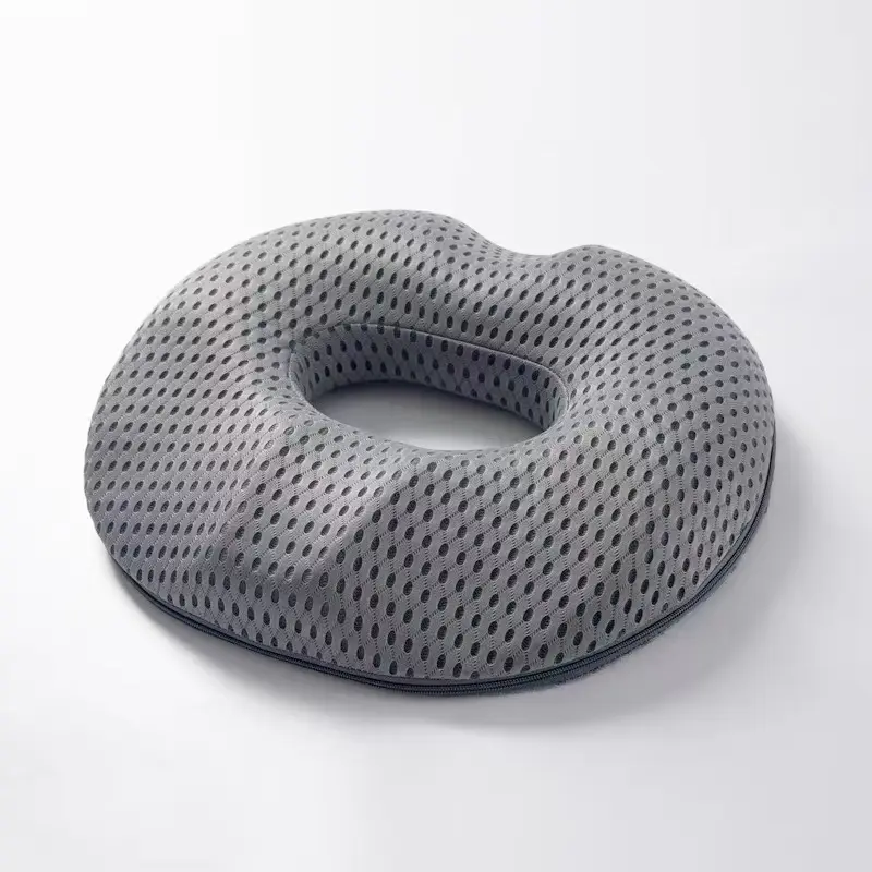 Round Ergonomic Donut Memory Foam Seat Cushion with Breathable Mesh Cover, Center Cutout – Stress Relief & Relaxation for Office Chairs, Car Seats, Couch Use (Ideal for Seniors), Mesh Breathable