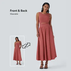 Halara Breezeful Sleeveless Cut Out Quick Dry Maxi Casual Dress-Front and Back Wearable
