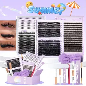 Mixed Length False Eyelash Kit, 1 Count Natural Look Eyelash Extension Kit with Eyelash Glue & Remover & Tweezers & Brush & Headband, Eye Makeup Tool, Cosmetic, DIY Eyelash Extensions, Eyelash Extensions Set