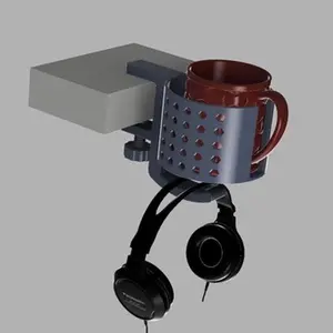 3D Printed ABS Plastic Heat Resistant Strong Universal Dual Mount Cup Holder & Headphone Stand for Versatile Use