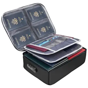 Document Bag With Lock 3-Layer File Storage Case With Zipper Durable Pouch Large Capacity Fireproof Organizer For Laptop Files Certificates Gifts For Him Travel Essentials Holder Space