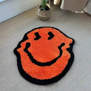 Twisted Smiley Handmade Tufted Rug – Quirky Aesthetic Tufted Bedroom Decor