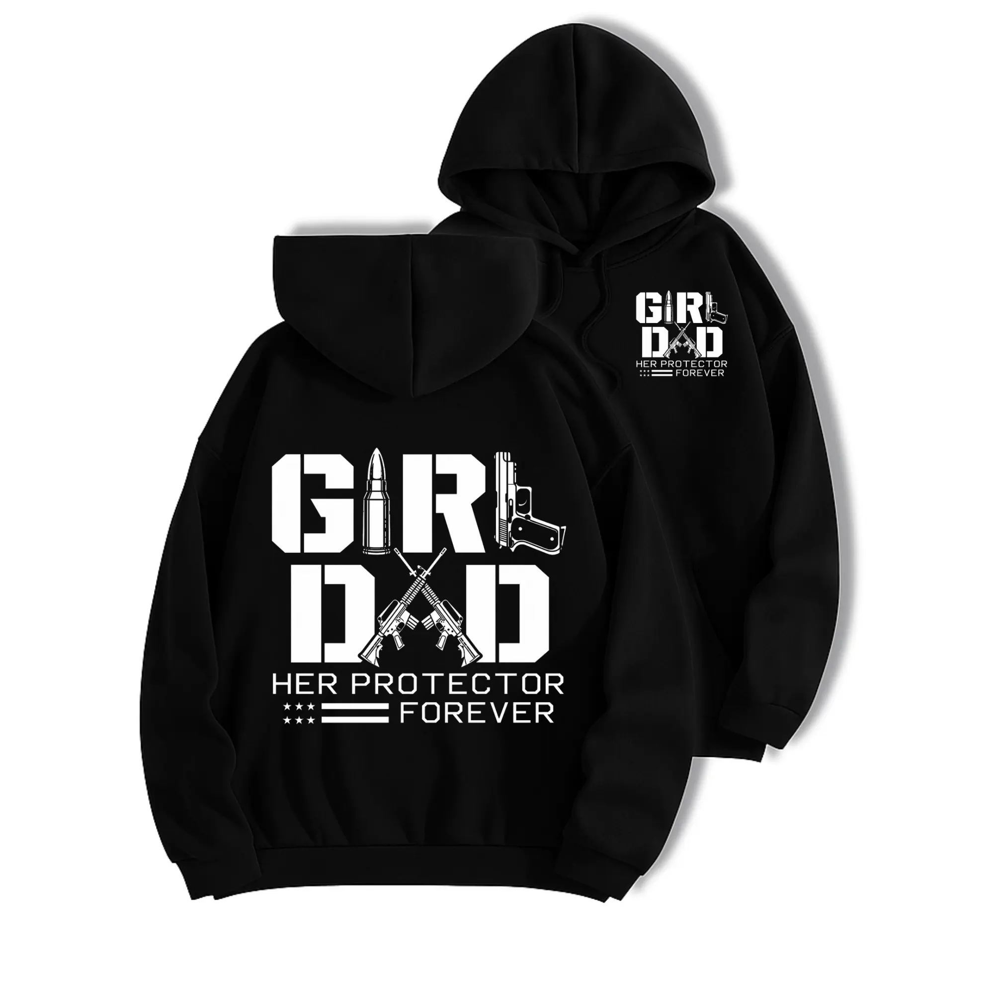 Girl Dad Her Protector Forever double sided Hoodie – G Lover Protective Father  Shirt for Men – Tactical Dad Patriot , father days shirt